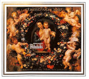 Aitutaki 1987, Christmas, Rubens s/s, MNH