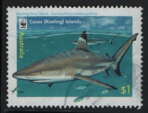 Cocos Islands 2005 used Sc 342 $1 Blacktip Reef Shark - WWF