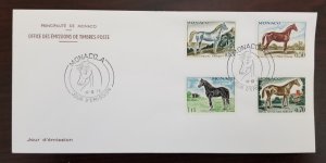 Monaco,  1970 First Day Cover -  Unaddressed (Horses) SC785-788