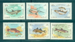 Lebanon - Sc# C534-9. 1968 Fish. MNH $19.65.