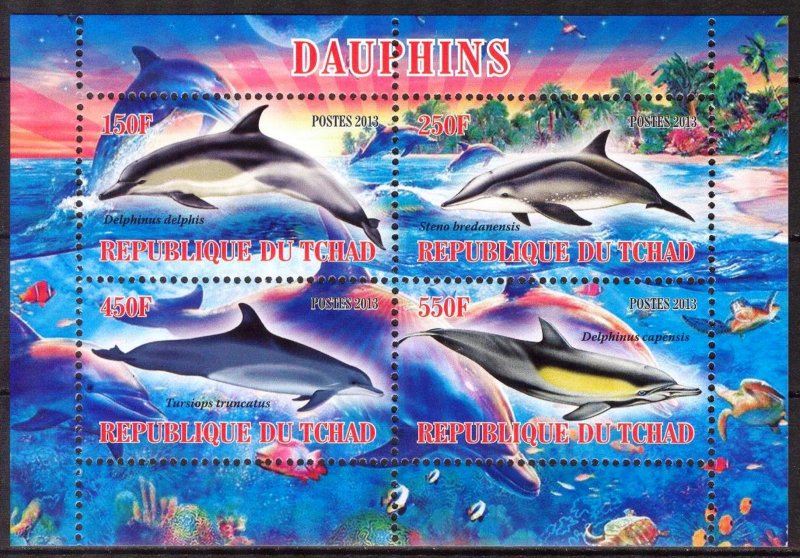 Chad 2013 Marine Life Dolphins Sheet MNH** Cinderella !