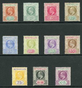 Seychelles SG60/70 Set of 11 Wmk Mult Crown CA  Fresh M/Mint (hinge remainders)