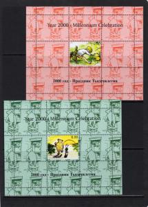 Tadjikistan 1999 Winnie the Pooh Disney 2000 Millennium 9 Souvenir Sheets Perf.