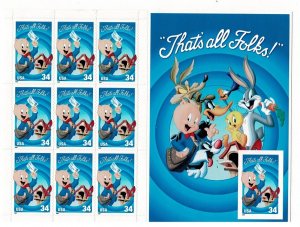 USA #3535 Porky Pig sheet MNH die cut