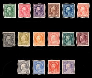 MOMEN: US STAMPS #424-440 P10 SET MINT OG H/2NH(8c,9c) LOT #82540