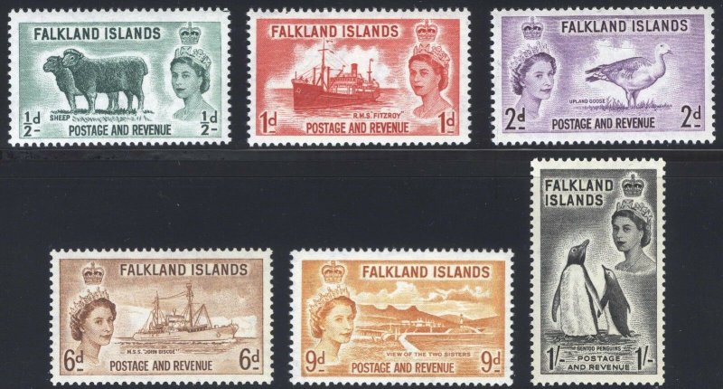 Falkland Is 1955 1/2d-1s Pictorial SG 187-192 Scott 122-127 UMM/MNH Cat£55($42)