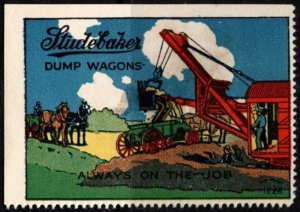 Vintage US Poster Stamp Studebaker Dump Wagons. Always On The Job
