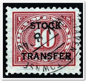 RD5 10¢ Stock Transfer Stamp (1918-22) Used