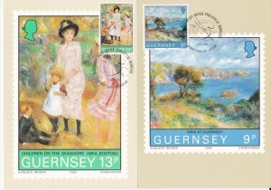 Guernsey # 264-268, Renoir Visit Centennial Maxi Cards