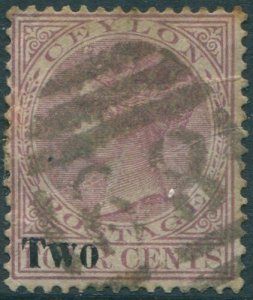 Ceylon 1888 SG204 TWO on 4c rosy mauve QV toning creased FU (amd)