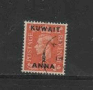 KUWAIT #72 1948 1/2a on 1/2p KING GEORGE VI SURCHARGED F-VF USED b