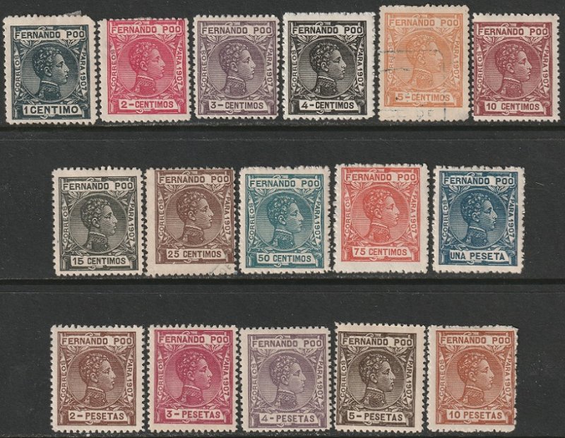 Fernando Po Sc 152-167 complete set mostly MH 1907 issue