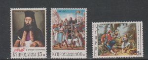 Cyprus # 368-370, Greek Independene 150th Anniversary, Mint NH, 1/2 Cat,