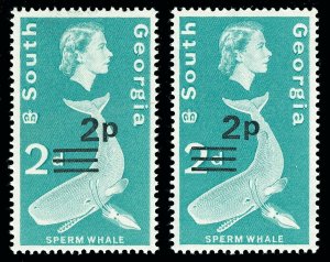 Falkland Is Dep 1971 QEII 2p on 2d SURCHARGE MISPLACED variety MNH. SG 21 var.