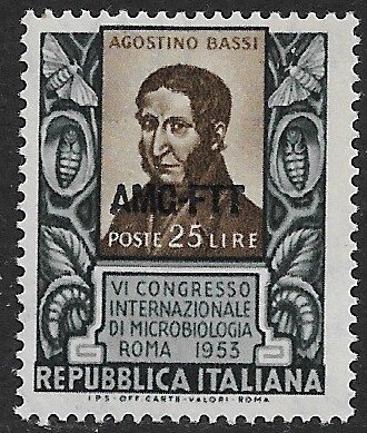 ITALY AMG TRIEST ZONE A 1953 Microbiology Congress Issue Sc 187 MNH