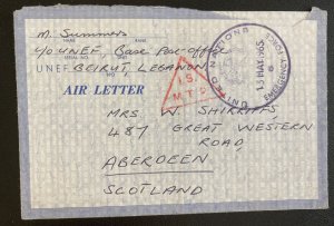 1965 United Nations Emergency Force Lebanon Air Letter Cover To Aberdeen Scotlan