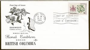 Canada 423 FDC. 1965, Coat of Arms, Flower