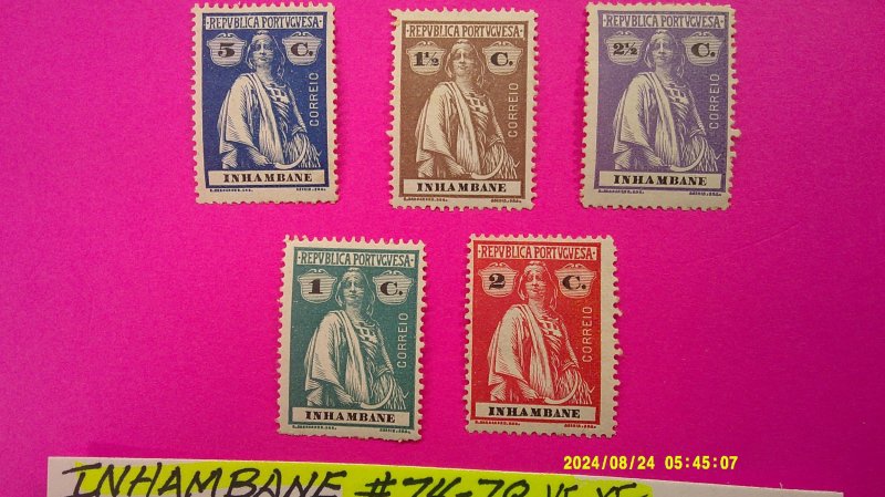 Inhambane (Portugal) 1914 Scott# 74-78 Mint Light Hinged VF-XF short set of 5