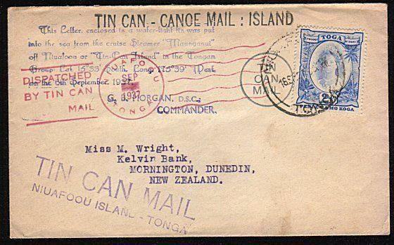 TONGA 1937 Tin Can Mail cover - SS Maunganui...............................44602