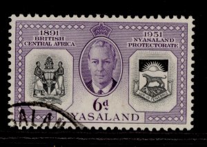 NYASALAND PROTECTORATE GVI SG169, 6d black and violet, FINE USED.