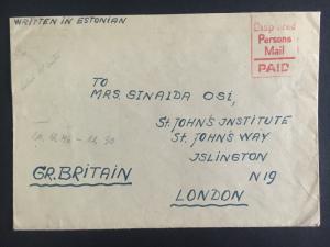 1946 Lubeck Germany Displaced Person DP Camp Cover to England Estonian