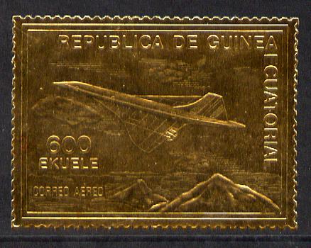 Equatorial Guinea 1979? Concorde 600ek embossed in gold f...