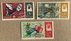 Qatar 1966 Gemini BLUE overprints, MNH. Scott 96a-98a, CV $150.00.  Mi 99C-101C