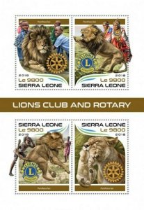 Sierra Leone - 2018 Lions Club & Rotary - 4 Stamp Sheet - SRL18308a