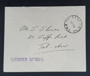 1942 Palestine Australian Army Base P.O. B.W.1 Certified Censored Airmail Cover