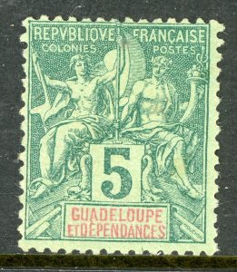 Guadeloupe 1892 French Colony 5¢ Green Commerce & Navigation SG #38 Mint D927