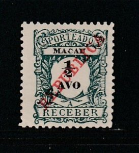 Macao J13 MH Overprint