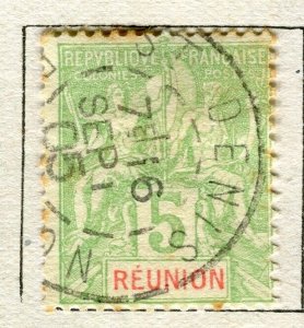 FRENCH; REUNION 1900s early Tablet type fine used 5c. value Postmark