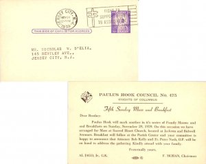 United States New Jersey Jersey City 1959 machine  Postal Card  Reverse Illus...