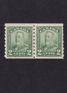 Canada, Scott 161, Mint NH, Coil Pair, F-VF, Right Perfs cut short