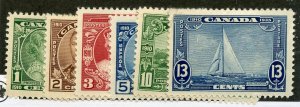 Canada, Scott #211-16, Unused, Hinged