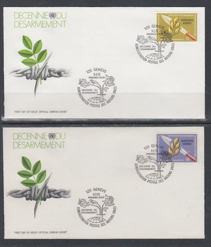 UN Geneva 30-31 Disarmament Geneva U/A Set of Two FDC