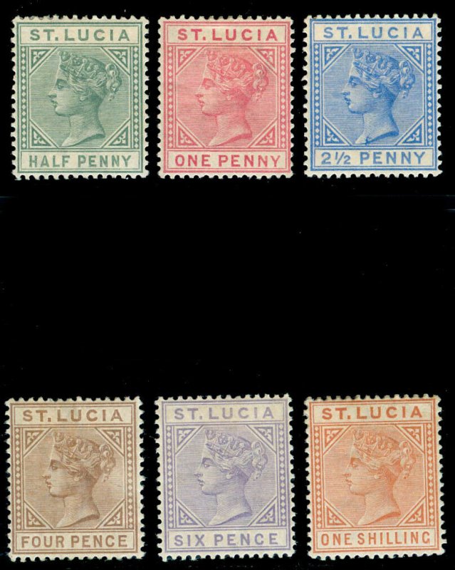 MOMEN: ST. LUCIA SG #31-36 1883-6 DIE I MINT OG H LOT #60350