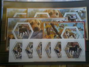 TCHAD CHAD 10 SHEETS DOGS COMPLETE COLLECTION