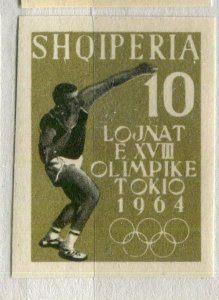 ALBANIA; 1964 early Olympic Games issue fine Mint hinged IMPERF VARIETY 10L.