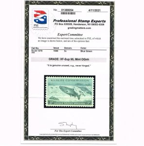 EXCEPTIONAL GENUINE SCOTT #1079 MINT PRISTINE OG NH PSE CERT GRADED XF-SUPERB-95