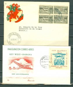 CUBA 1940/1957 LOT of (2) HISTORIC COVERS...CACHETS & VIGNETTES