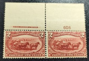 Scott Stamp# 286 - 1898 2c Trans. Miss. Expo.  Plate Block.  MNH, OG. SCV $145