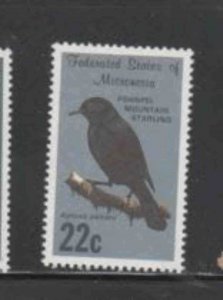 MICRONESIA #35 1985 22c POHN[ES MOUNTAIN STARLING BIRD MINT VF NH