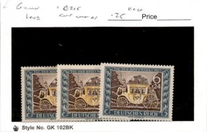 Germany, Postage Stamp, #B215 (3 Ea) Mint Hinged, 1943 Mail Coach (AE)