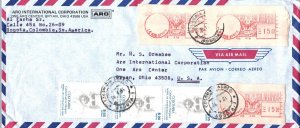 COMMERCIAL COVER COLOMBIA TO USA COMPANY CORNER CARD 1970s-1980s + STAMPS Y139