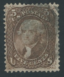 USA 76 - 5 cent Jefferson No Grill Issue - F/VF Used with light smudgy cancel