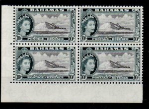 BAHAMAS SG215 1954 10/= BLACK & SLATE-BLACK CNR BLK OF 4 MNH