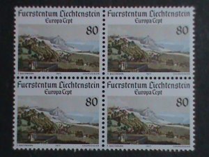 LIECHTENSTEIN STAMP-1977-SC#616  VIEW OF VADUZ-1815 MNH BLOCK OF-4 VERY FINE