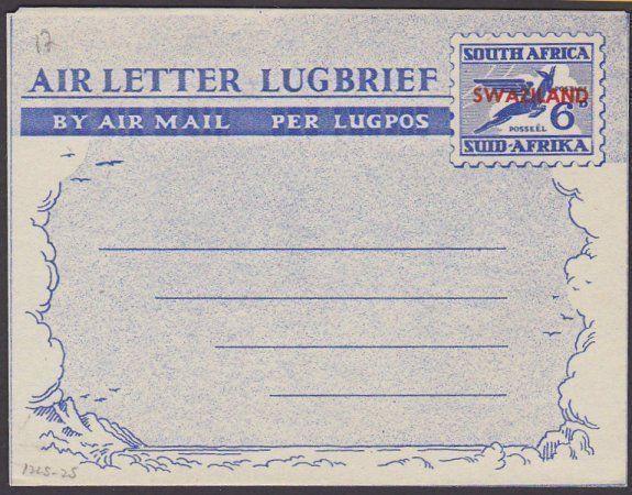 SWAZILAND 6d South Africa airletter overprinted for use in Swaziland.......67599