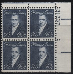 1292a 40c Thomas Paine Plate 31337 UR